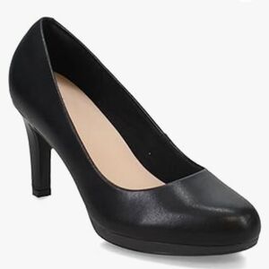 Clarks 9.5W Women's Adriel Viola Dress Pump Black Leather